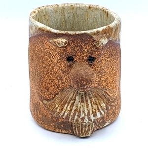 NC Ugly Face Mug/Cup Funny Mustache Man Stoneware Pottery